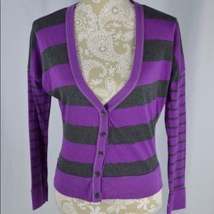 Aeropostale Purple & Grey striped sweater size S